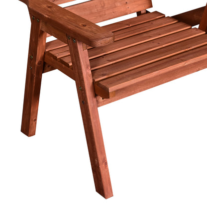 Outsunny Fir Wood Convertible 2 to 3 Seater Outdoor Garden Bench Wood Tone 