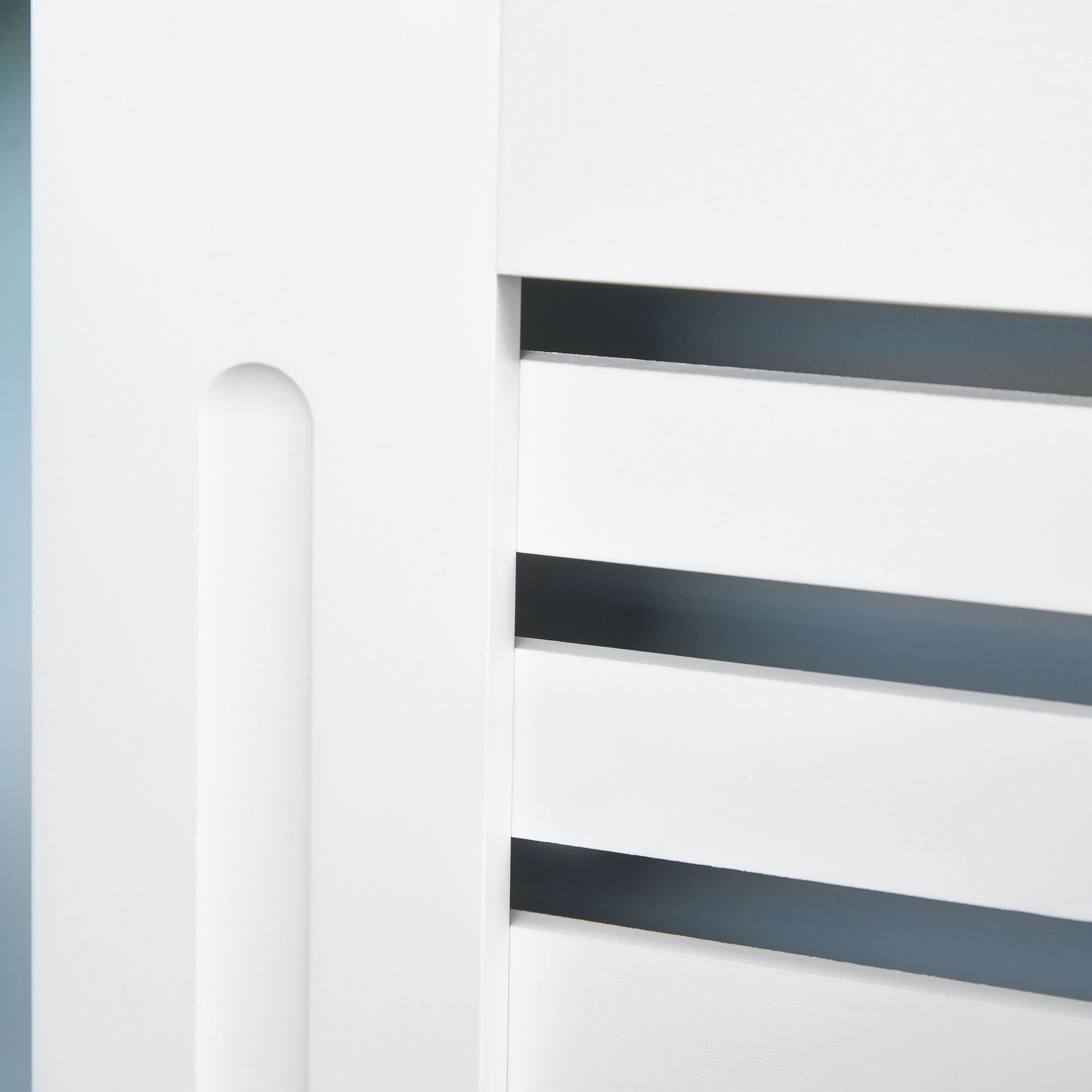 HOMCOM Radiator Cover, Modern MDF White Painted Cabinet with Horizontal Slats for Living Room, Bedroom, 172L x 19W x 81H cm 