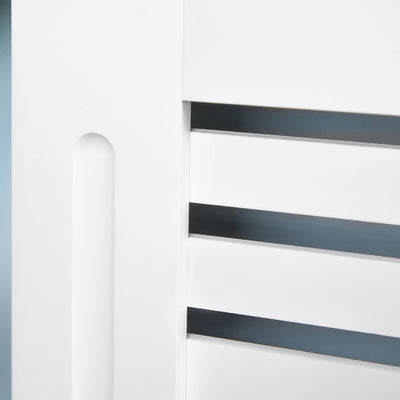 HOMCOM Radiator Cover, Modern MDF White Painted Cabinet with Horizontal Slats for Living Room, Bedroom, 172L x 19W x 81H cm 