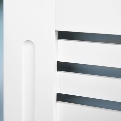 HOMCOM Radiator Cover, Modern MDF White Painted Cabinet with Horizontal Slats for Living Room, Bedroom, 172L x 19W x 81H cm 