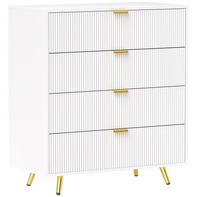 HOMCOM Elegant Four-Drawer Bedside Table - White 