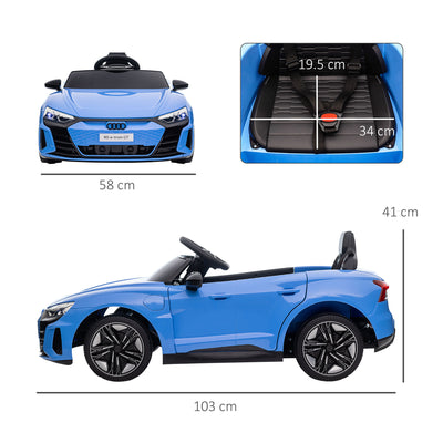 HOMCOM Audi Licensed 12V Kids Electric Ride-On, with Remote Control, Suspension System, Lights, Music, Motor - Blue 