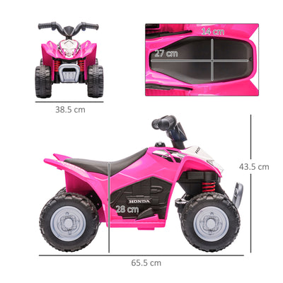AIYAPLAY Honda Licensed Kids Electric Quad Bike, 6V ATV Ride On for Ages 1.5-3 Years, Pink 