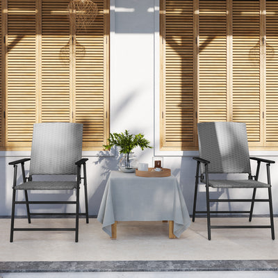 Outsunny Set of Two Folding Rattan Seat Chairs - Grey 
