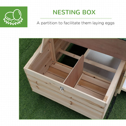PawHut Chicken Coop Small Animal Pet Cage w/ Nesting Box Outdoor Run Backyard Wooden 