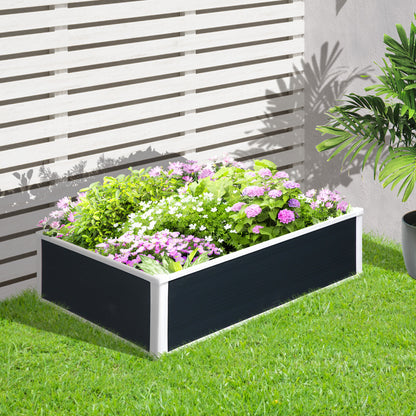 Outsunny 221L Raised Garden Bed, Weather-resistant PP Planter Box Containers for Outdoor Patio Plant Flower Vegetable,100 x 80 x 30 cm 