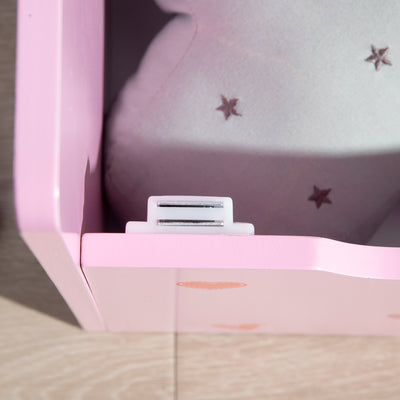 ZONEKIZ 2-in-1 Kids Storage Bench, Toy Box w/ Safety Rod - Pink 