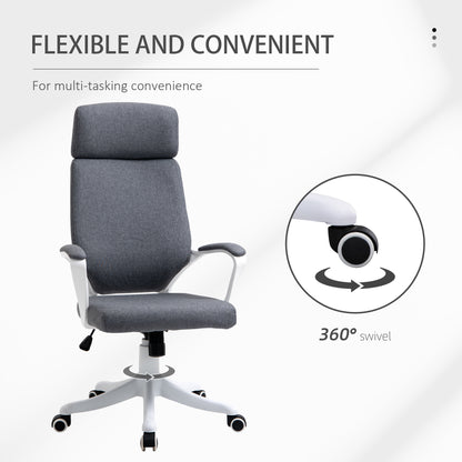 Vinsetto Office Chair, Ergonomic Desk Chair, High Back Study Chair with Headrest and Lumbar Back Support, Adjustable Height for Home and Work, Grey 
