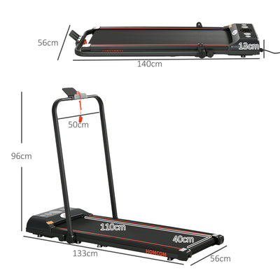 HOMCOM Foldable Walking Treadmill, with LED Display, for Home, Office & Fitness Studio 