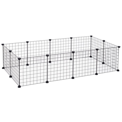 PawHut DIY Pet Playpen Metal Wire Fence 12 Panel Enclosure Indoor Outdoor Guinea Pig Bunny Small Animals Cage Black 
