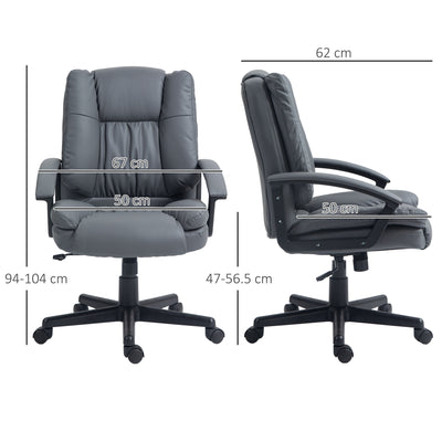 HOMCOM Office Chair, Computer Desk Chair, Mid Back Executive Chair with Adjustable Height and Swivel Rolling Wheels for Home Study, Dark Grey 