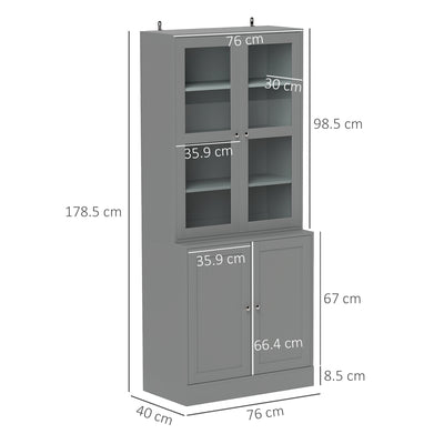 HOMCOM Double Storage Display Cabinet - Grey 
