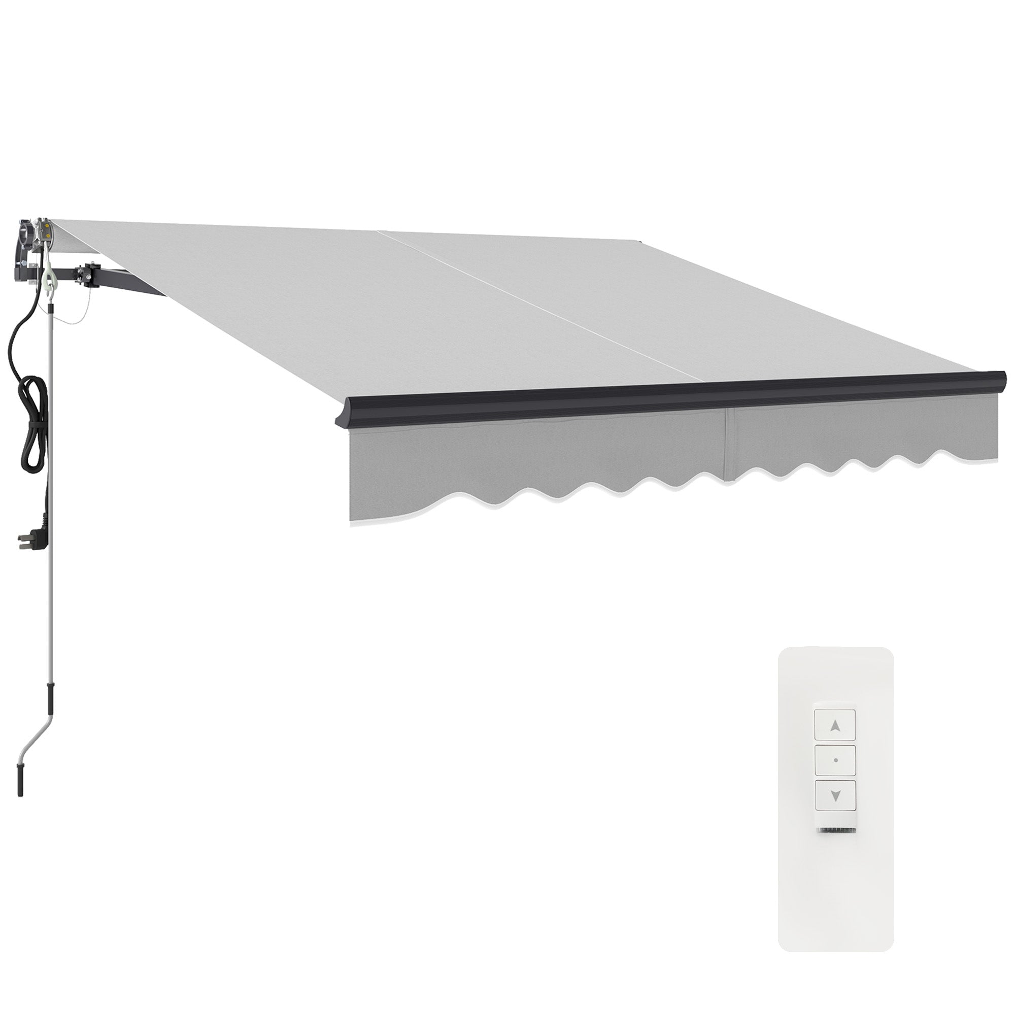 Outsunny 2.5 x 2m Electric Awning with Remote Controller, Aluminium Frame DIY Retractable Awning, UV30+ Sun Shade Canopy for Garden Patio Deck Door Window, Light Grey 