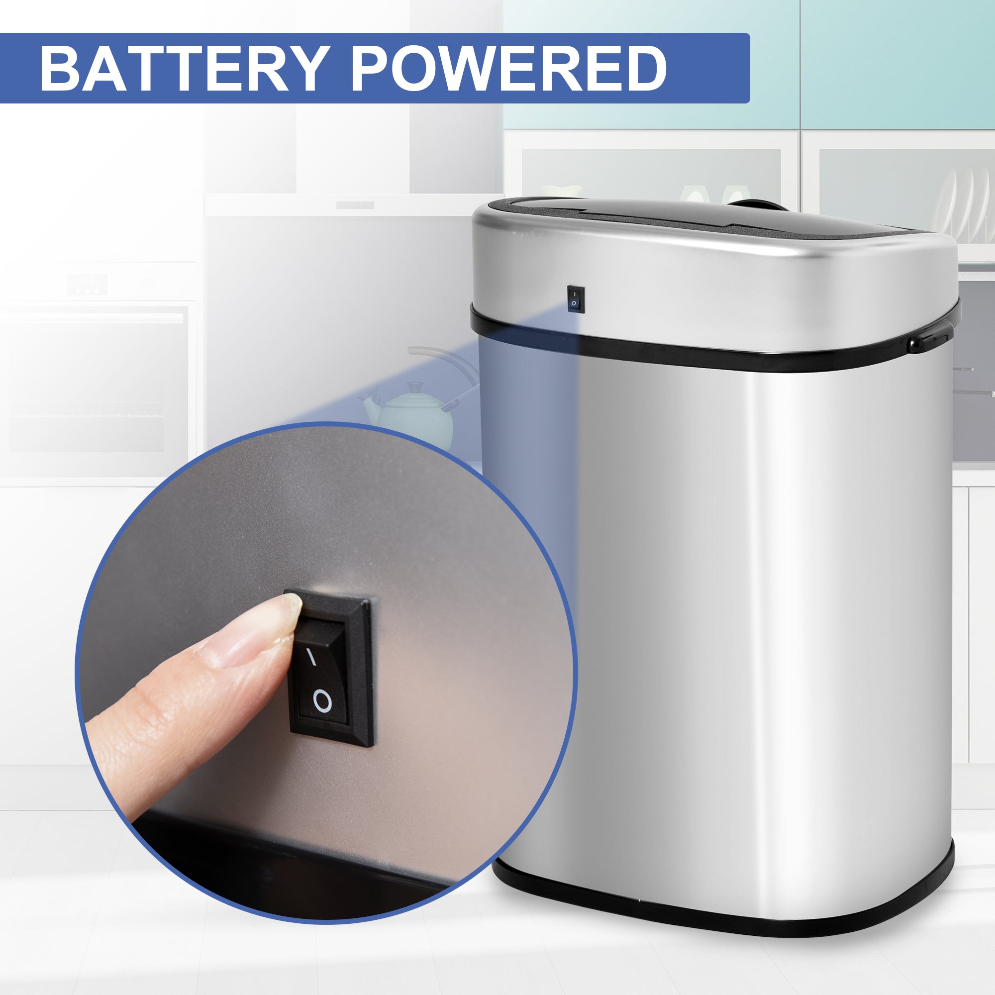 HOMCOM Stainless Steel Kitchen Sensor Dustbin Automatic Touchless Rubbish Garbage Waste Bin 48L Silver 