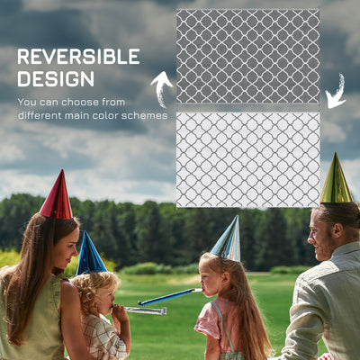 Outsunny Reversible Outdoor Rug with Carry Bag, Waterproof Plastic Straw Mat for Garden, Deck, RV, Picnic, Beach, Camping, 182 x 274cm, Grey 
