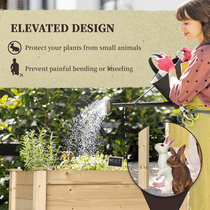 Outsunny Garden Wooden Planters， Rectangular Raised Bed,Flower Box, Fir Wood Indoor/Outdoor, Oak Tone, 86L x 46W x 76Hcm 