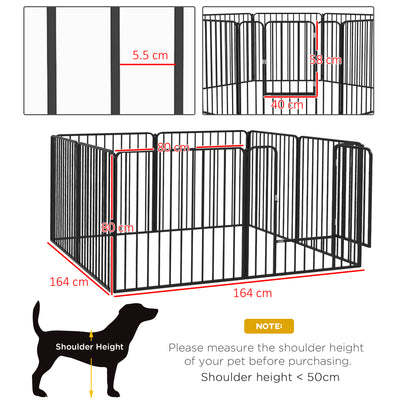 PawHut 80cm 8 Panels Heavy Duty Dog Pen, Pet Playpen for Indoors, Outdoors, Small, Medium Dogs 