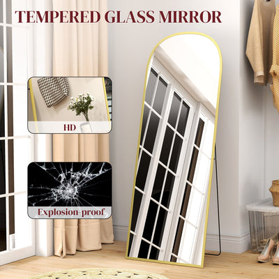 HOMCOM 165cm Aluminium Frame Standing Mirror - Gold 
