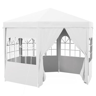 Outsunny 4 m Party Tent Wedding Gazebo Outdoor Waterproof PE Canopy Shade with 6 Removable Side Walls 