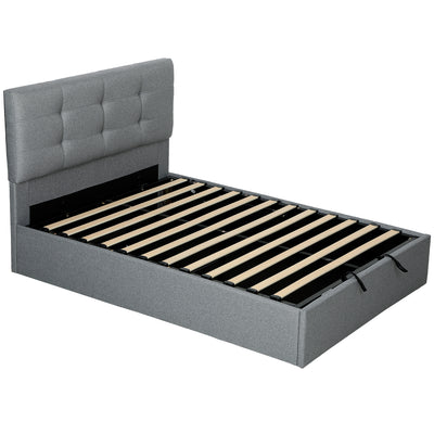HOMCOM 4ft6 Double Ottoman Bed with Gas Lift Storage - Grey 
