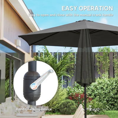 Outsunny 2.6 m Garden Parasol Umbrella with Aluminium Pole, Outdoor Patio Umbrella with Tilt and Crank, Vent, Black 