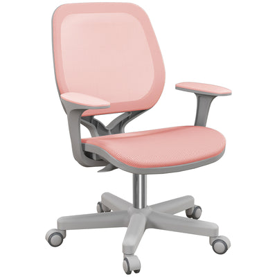 Vinsetto Office Chair, Breathable Mesh Swivel Desk Chair with Adjustable Height and  360° Swivel Security Wheels for Home Office, Study, Pink 