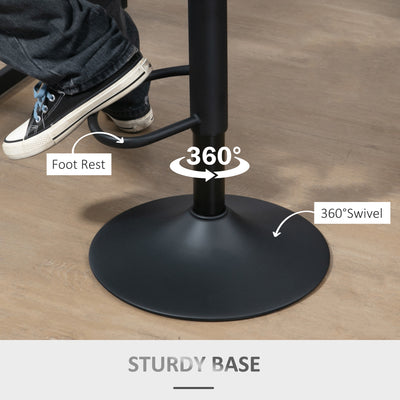 HOMCOM Set of 2 Bar Stool Adjustable Height Swivel Footrest and Base for Breakfast Bar, Kitchen and Home, Dark Grey 
