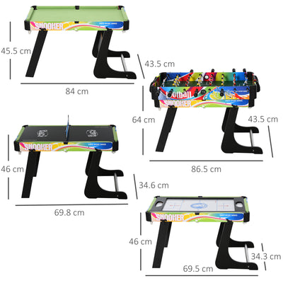 HOMCOM Folding Multi Gaming Table 4 in 1 Hockey, Football Table, Table Tennis, Billiards For Play Fun 
