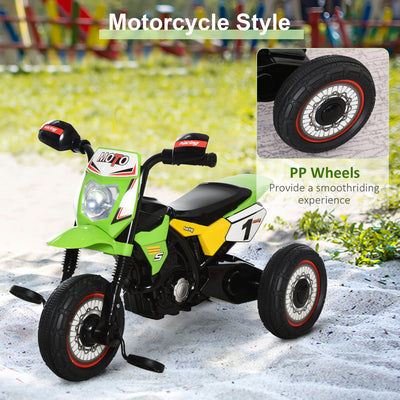 HOMCOM Toddler Pedal Motorcycle Kids Ride On Tricycle Early Learning w/ Music Lights Handlebar Stickers Exercise Boys Girls Gift for Kids 18 - 36 Months Green 