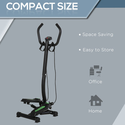 HOMCOM Twister Stepper, Step Machine w/ Resistance Bands, LCD Display and Handlebar, Steppers for Exercise Workout Home Gym Office 