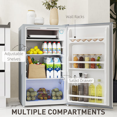 HOMCOM 91L Freestanding Under-Counter Fridge with Lock - Grey 