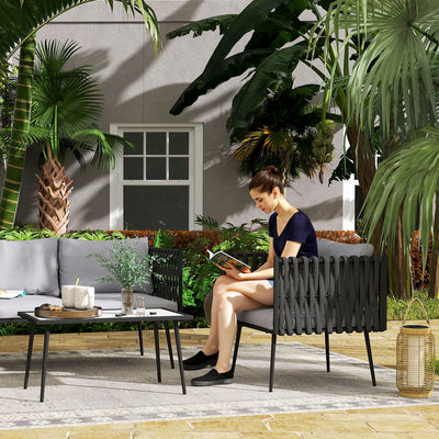 Outsunny 4-Piece Garden Furniture Set with Cushions - Light Grey 