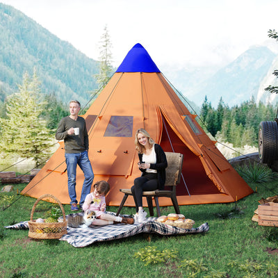 Outsunny 6 Men Tipi Tent with Carry Bag - Orange 