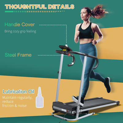 HOMCOM 1.25HP Motorised Electric Treadmill, 10km/h Folding Running Machine, Gym Fitness Exercise with LCD Monitor, Grey 
