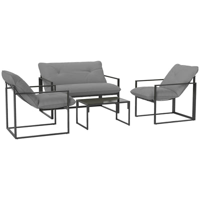 Outsunny Four-Piece Relaxed Back Garden Dining Set - Black/Light Grey 