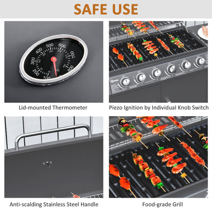 Outsunny Seven-Burner Gas BBQ Grill - Grey 