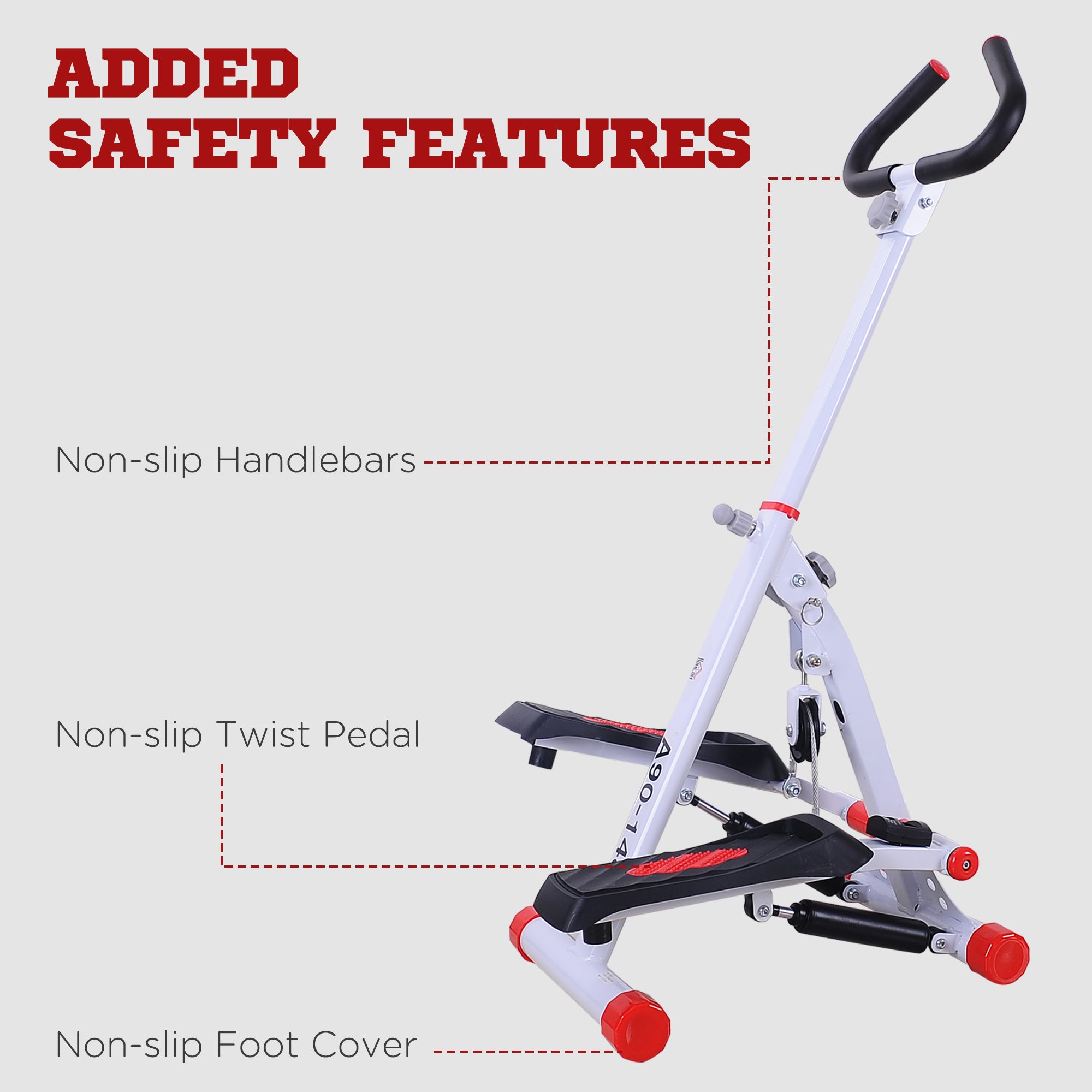 HOMCOM Stepper w/ Handle Hand Grip Workout Fitness Machine For Fitness Aerobic Exercise Home Gym Red 
