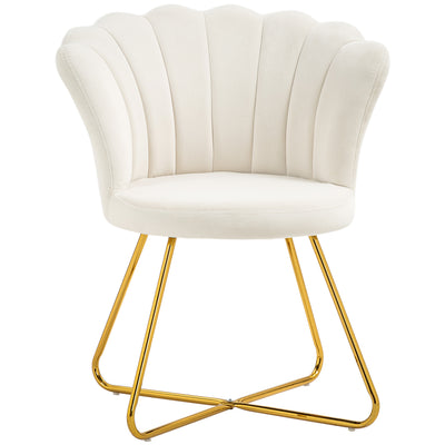 HOMCOM Velvet-Feel Lotus Petal Accent Chair - Cream 