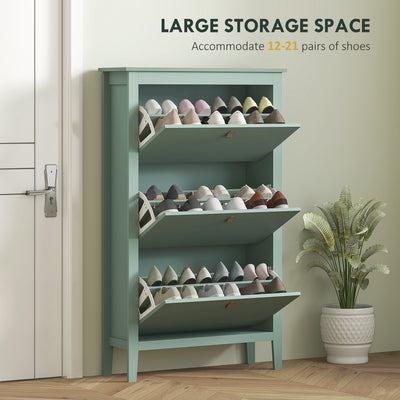 HOMCOM Modern Three-Drawer Shoe Cabinet - Green 