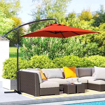 Outsunny 3(m) Cantilever Overhanging Parasol, with Cross Base - Orange 