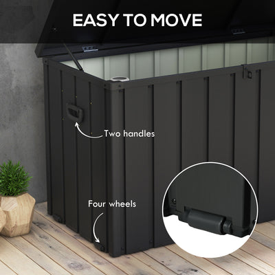 Outsunny 450L Galvanised Steel Garden Storage Box, with Wheels - Dark Grey 