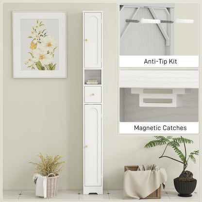 HOMCOM 185 cm Tall Bathroom Cabinet with Arched Doors - White