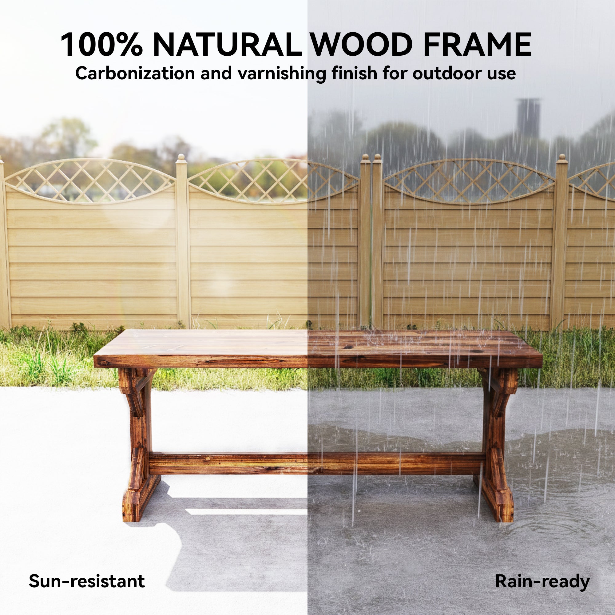 Outsunny Rustic Wooden Garden Bench, Backless Outdoor Bench Patio Loveseat with X-Shape Base for Porch, Park, Carbonised Finish 