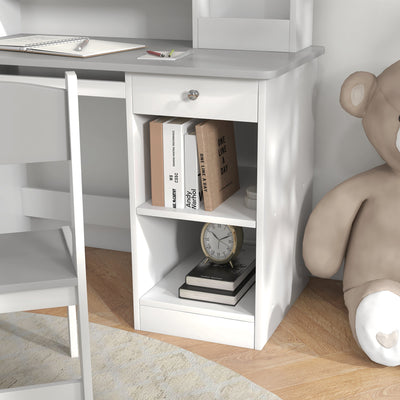 ZONEKIZ Two-Piece Kids Desk and Chair Set with Storage, for Ages 5-8 Years - Grey 