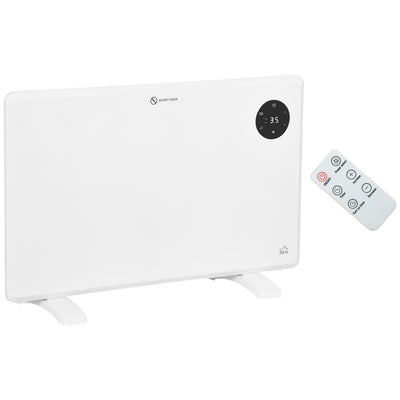 HOMCOM 1200W Electric Convector Heater, Freestanding or Wall Mounted, Space Heater with Adjustable Thermostat, Timer, White 