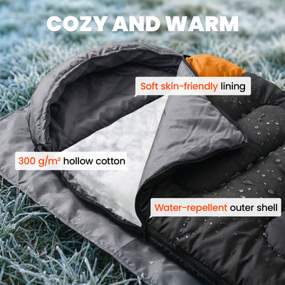 Outsunny Sleeping Bag for Adults, Lightweight & Compact Sleeping Bag, 3 Seasons, Grey 
