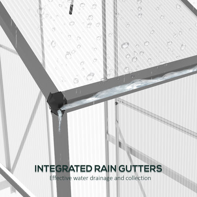 Outsunny 6 x 2.5ft Polycarbonate Greenhouse Walk-In Green House with Rain Gutter, Sliding Door, Window, Foundation, Dark Grey 