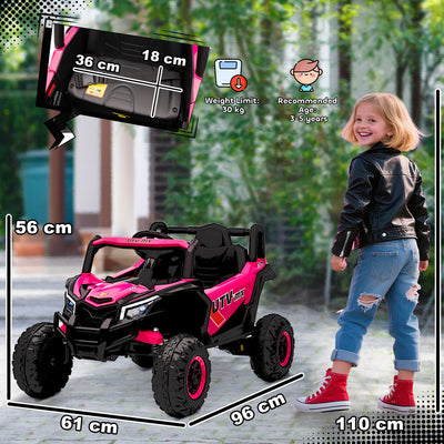 AIYAPLAY 12V Kids Ride On Car with Remote Control, Kids Electric Car with Suspension System, Music, for Kids 3-5 Years, Pink 