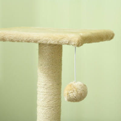 PawHut 72cm Cat Tree with Scratching Post, Pad for Indoor Cats - Cream White 