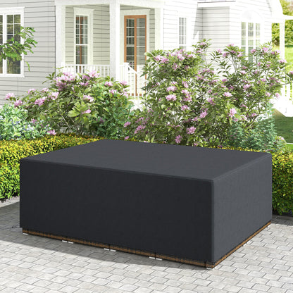Outsunny 600D Oxford Outdoor Garden Furniture Sofa Set Cover, Waterproof Anti-UV Rattan Sun Lounger Protection Protector Cover, 275L x 205W x 90Hcm, Black 